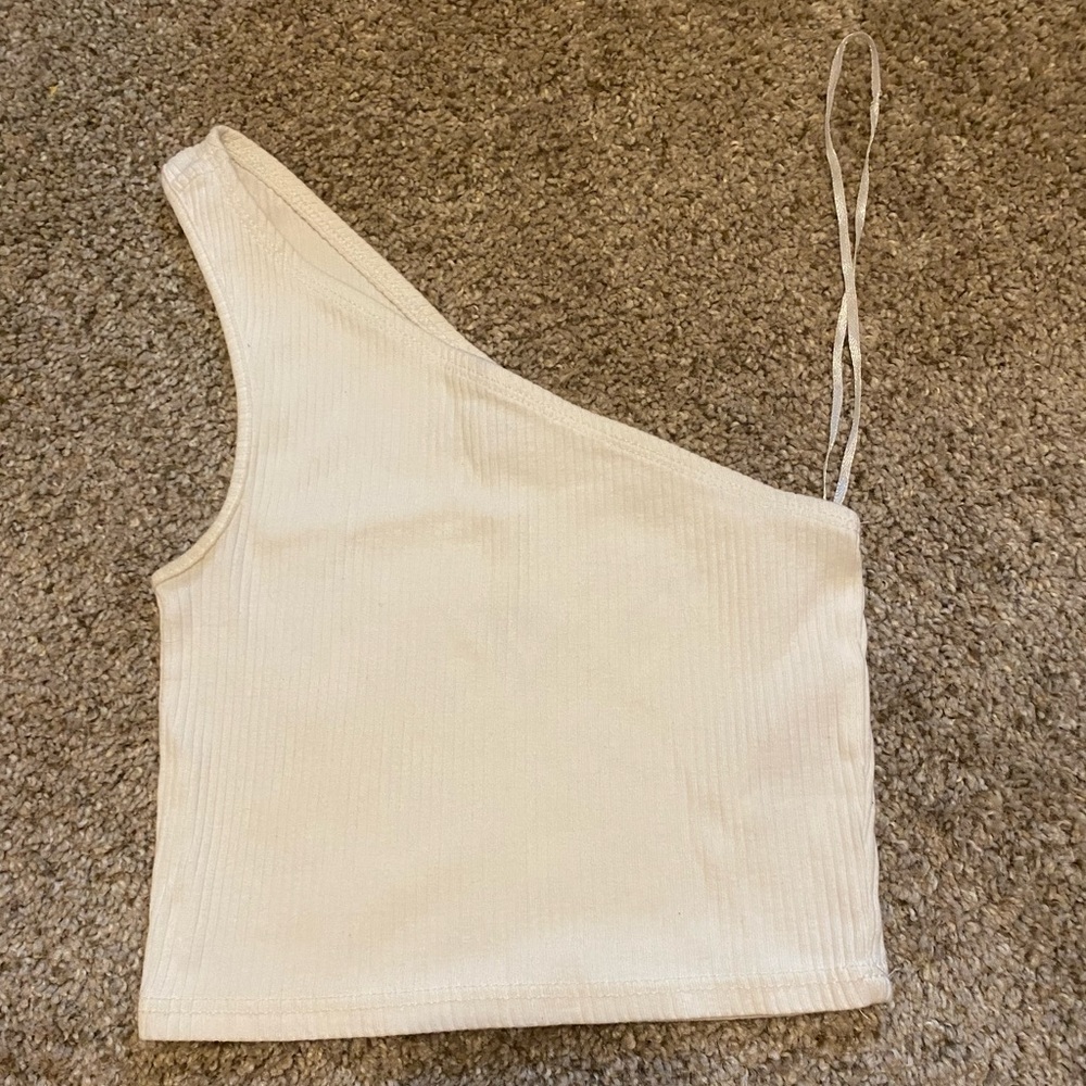 Topshop, US size 2, white one shoulder top